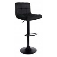 Барный стул со спинкой Bonro B-0106 велюр черный с черной основой