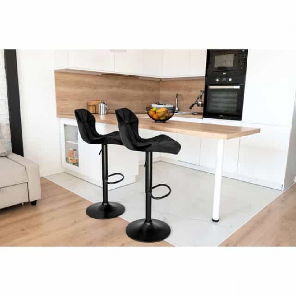 Барний стілець зі спинкою Bonro B-087 велюр чорний з чорною основою