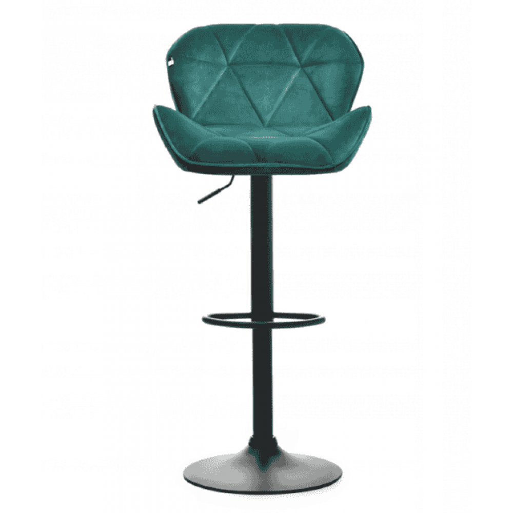 Барний стілець зі спинкою Bonro B-087 велюр зелений з чорною основою