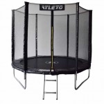 Батут Atleto 252 см с сеткой и лестницей, черный