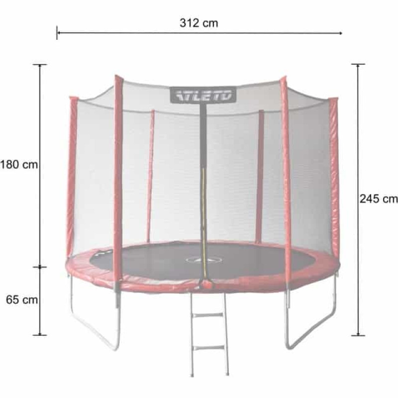Батут Atleto 312 см с сеткой и лестницей, красный