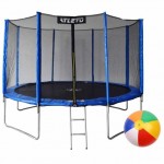Батут Atleto 374 см з сіткою та драбинкою, синій