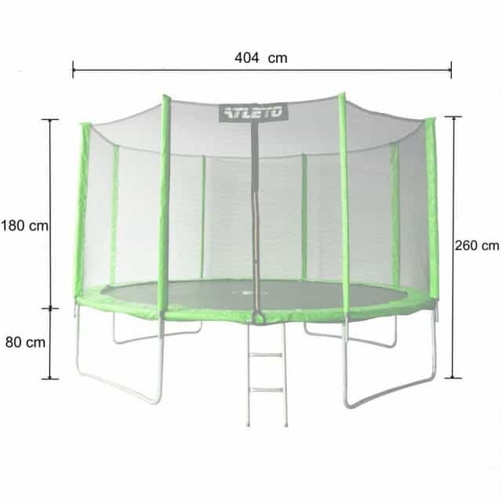 Батут Atleto 404 см с сеткой и лестницей, зеленый