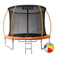 Батут Atleto 312 см с внутренней сеткой и лестницей, оранжевый