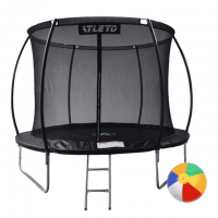 Батут Atleto 312 см с внутренней сеткой и лестницей, черный