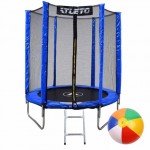 Батут Atleto 183 см с сеткой и лестницей, синий