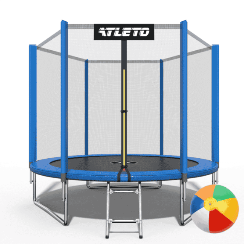 Батут Atleto 183 см с сеткой и лестницей, синий