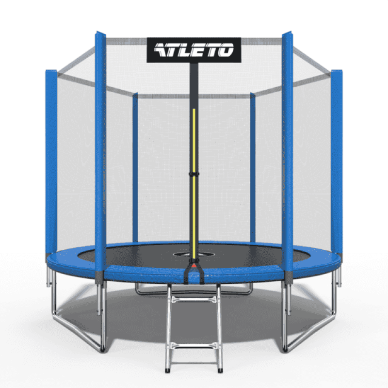 Батут Atleto 183 см с сеткой и лестницей, синий