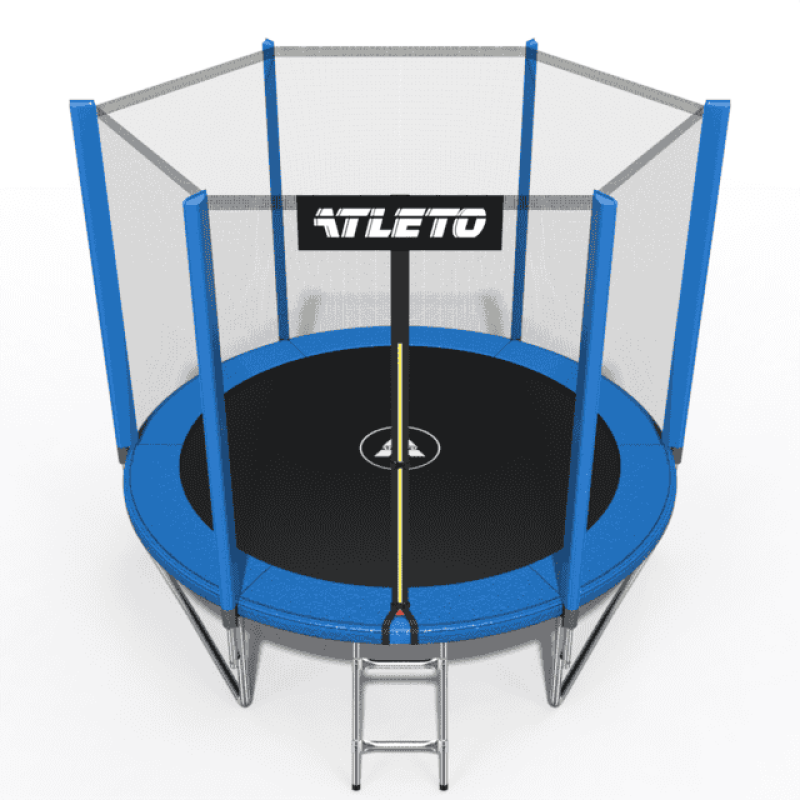 Батут Atleto 183 см с сеткой и лестницей, синий