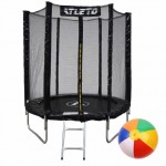 Батут Atleto 183 см с сеткой и лестницей, черный