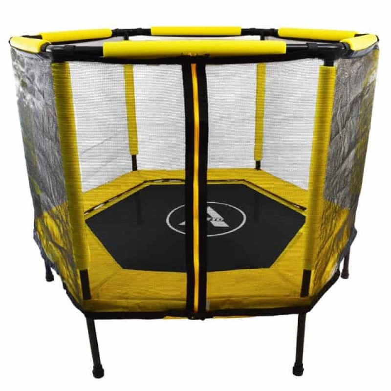 Батут шестиугольный Atleto Yellow 140 см с сеткой