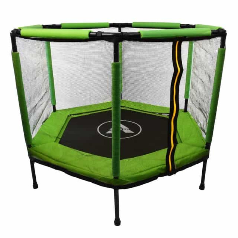 Батут шестиугольный Atleto Green 140 см с сеткой