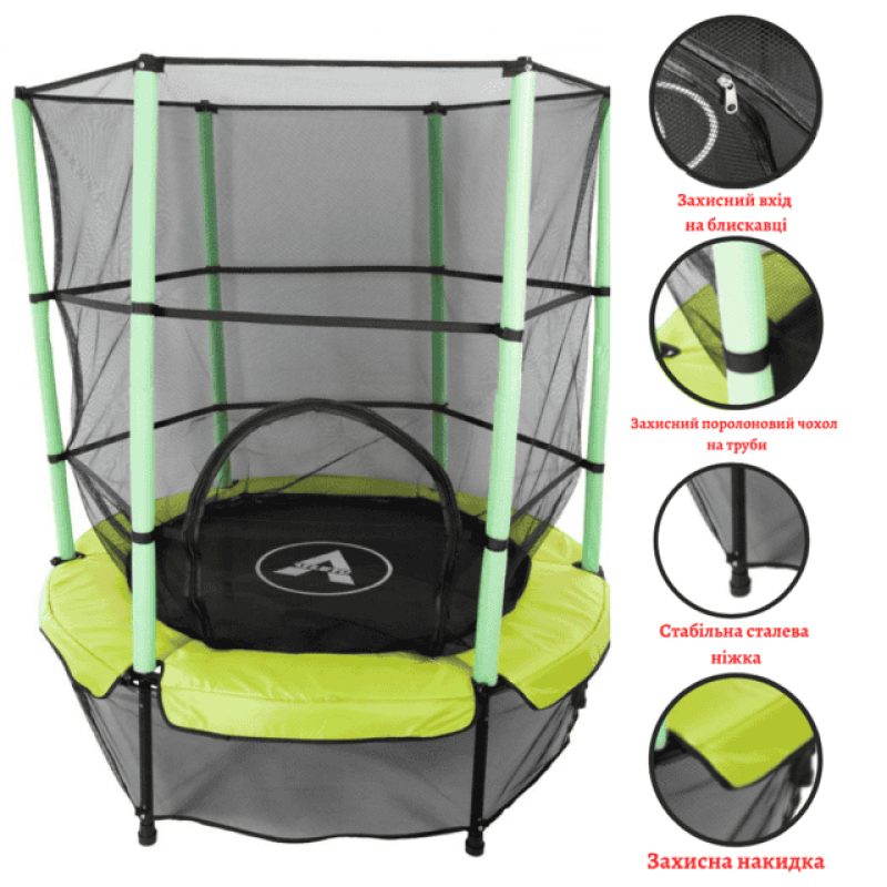 Батут Atleto Green 140 см с сеткой