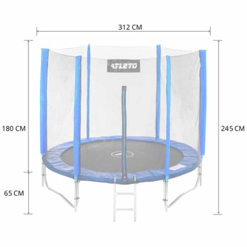 Батут Atleto Blue 312 см з зовнішньої сіткою і драбинкою