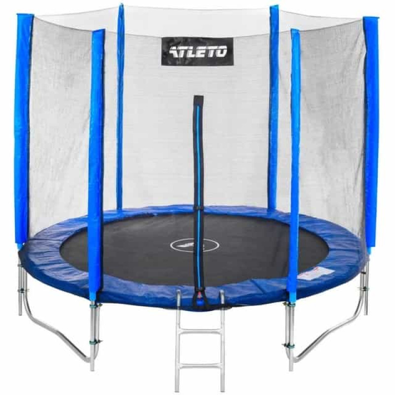 Батут Atleto Blue 312 см з зовнішньої сіткою і драбинкою