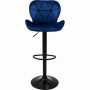Барный стул со спинкой Bonro B-087 велюр синий с черным основанием