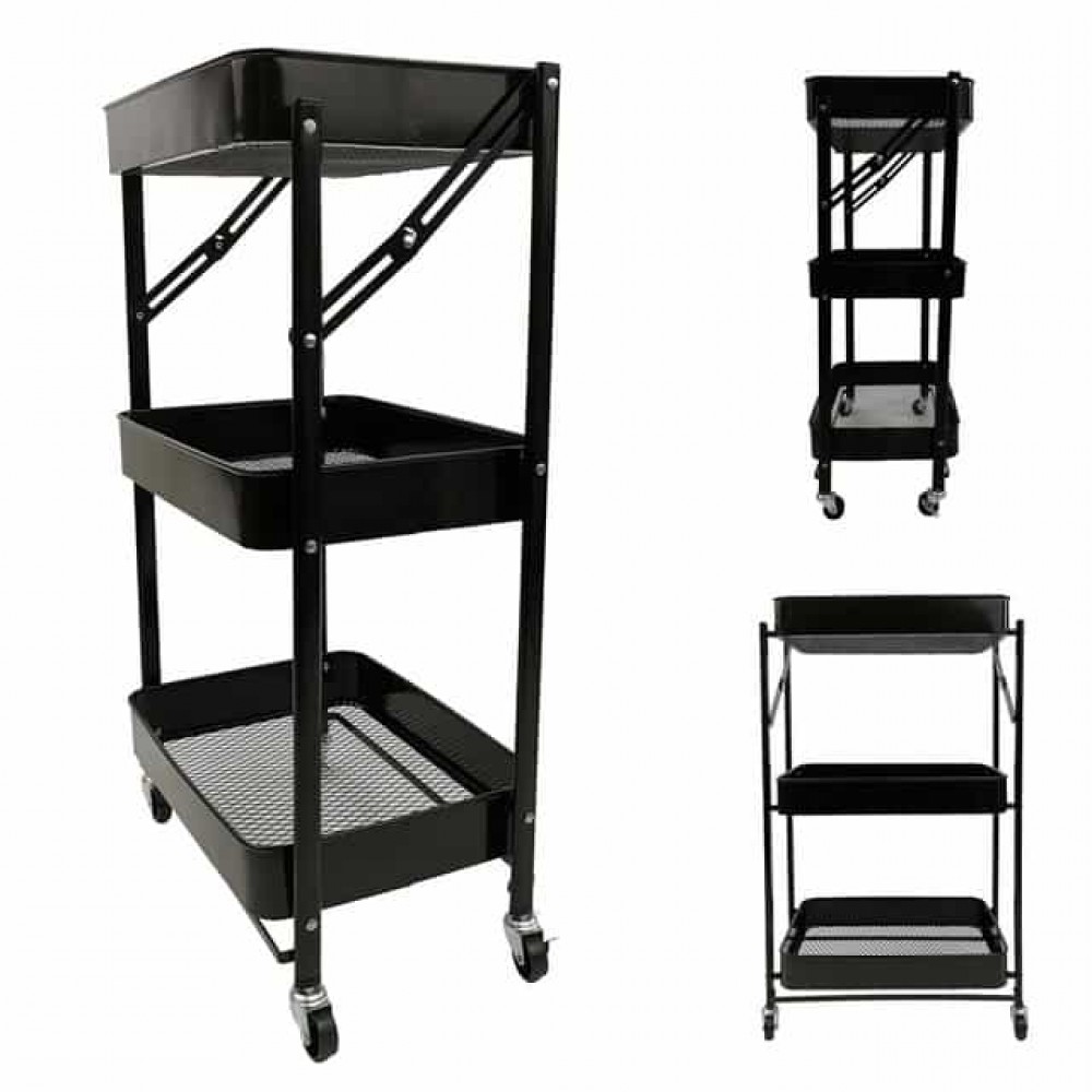 Стеллаж этажерка с полками на колесах Bonro B-233 черный