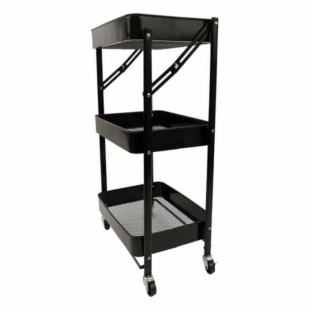 Стеллаж этажерка с полками на колесах Bonro B-233 черный