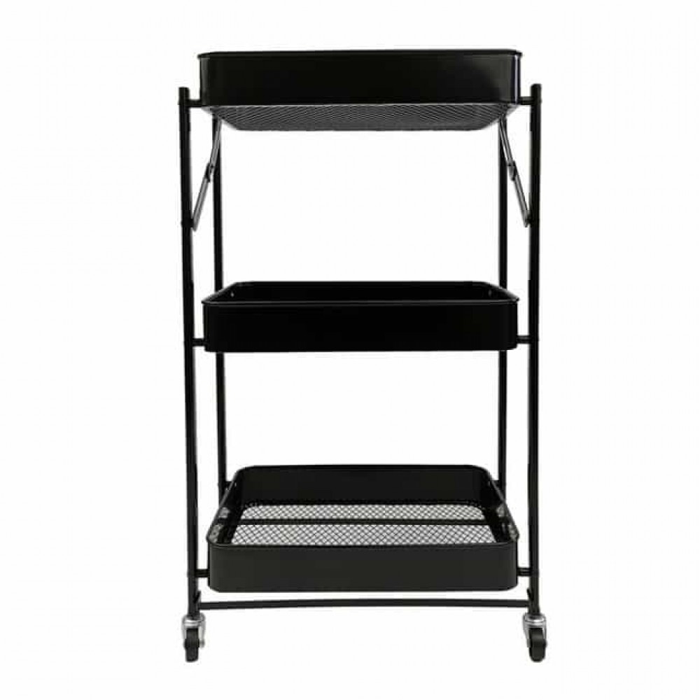 Стеллаж этажерка с полками на колесах Bonro B-233 черный