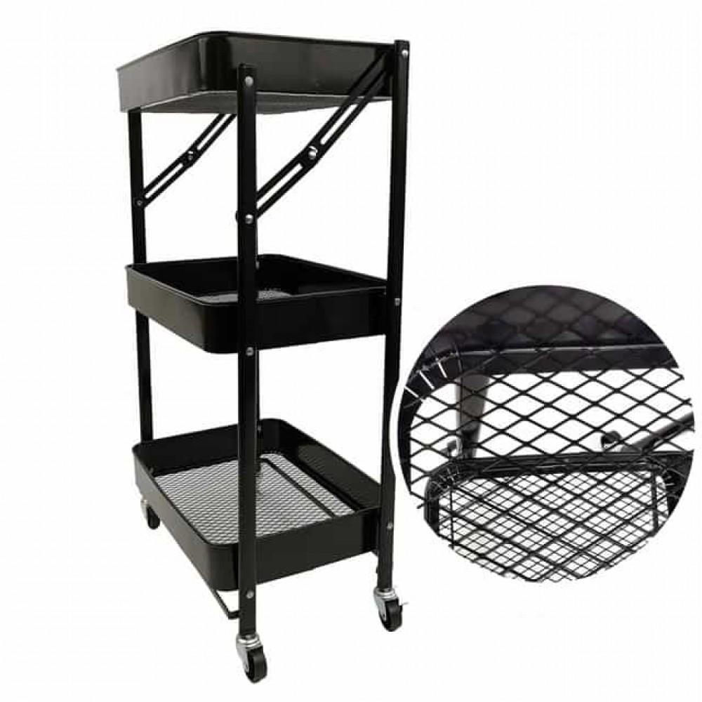 Стеллаж этажерка с полками на колесах Bonro B-233 черный