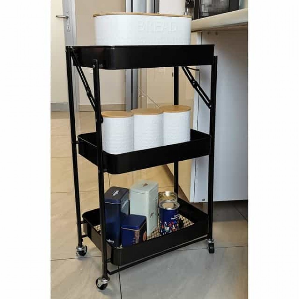 Стеллаж этажерка с полками на колесах Bonro B-233 черный