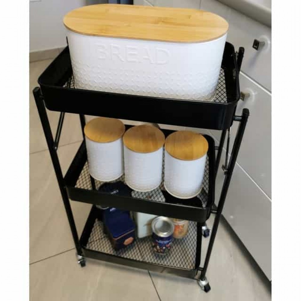 Стеллаж этажерка с полками на колесах Bonro B-233 черный