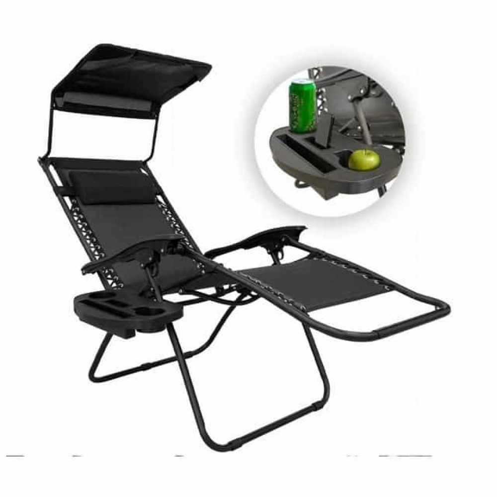 Шезлонг Bonro SP-167A с навесом черный