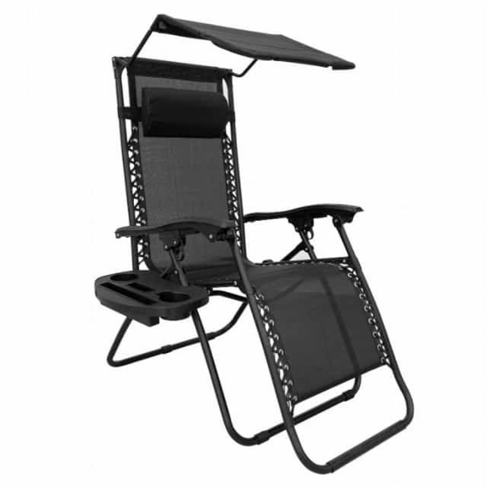 Шезлонг Bonro SP-167A с навесом черный