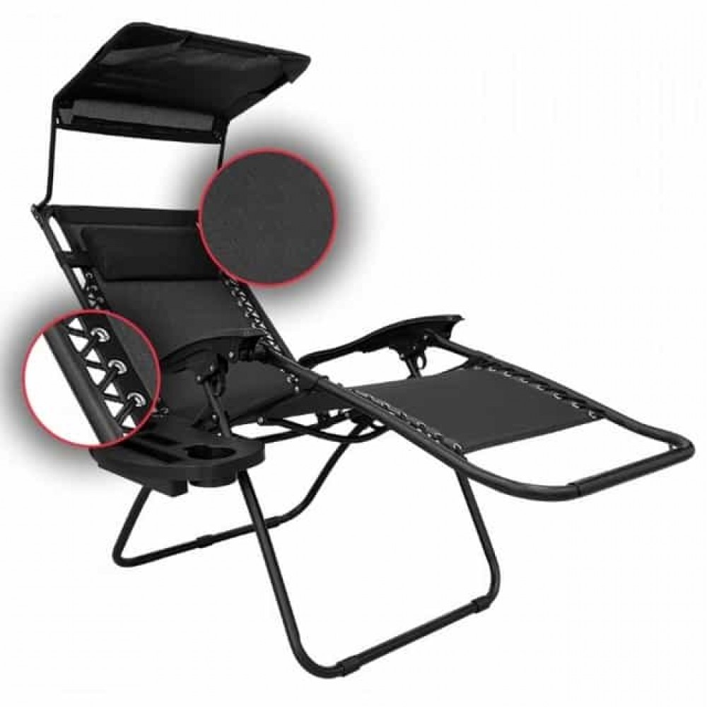 Шезлонг Bonro SP-167A с навесом черный