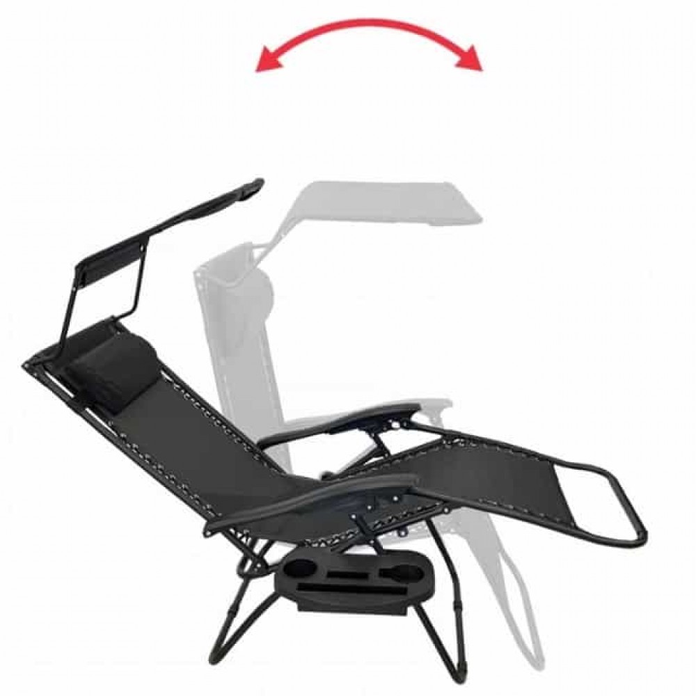 Шезлонг Bonro SP-167A с навесом черный