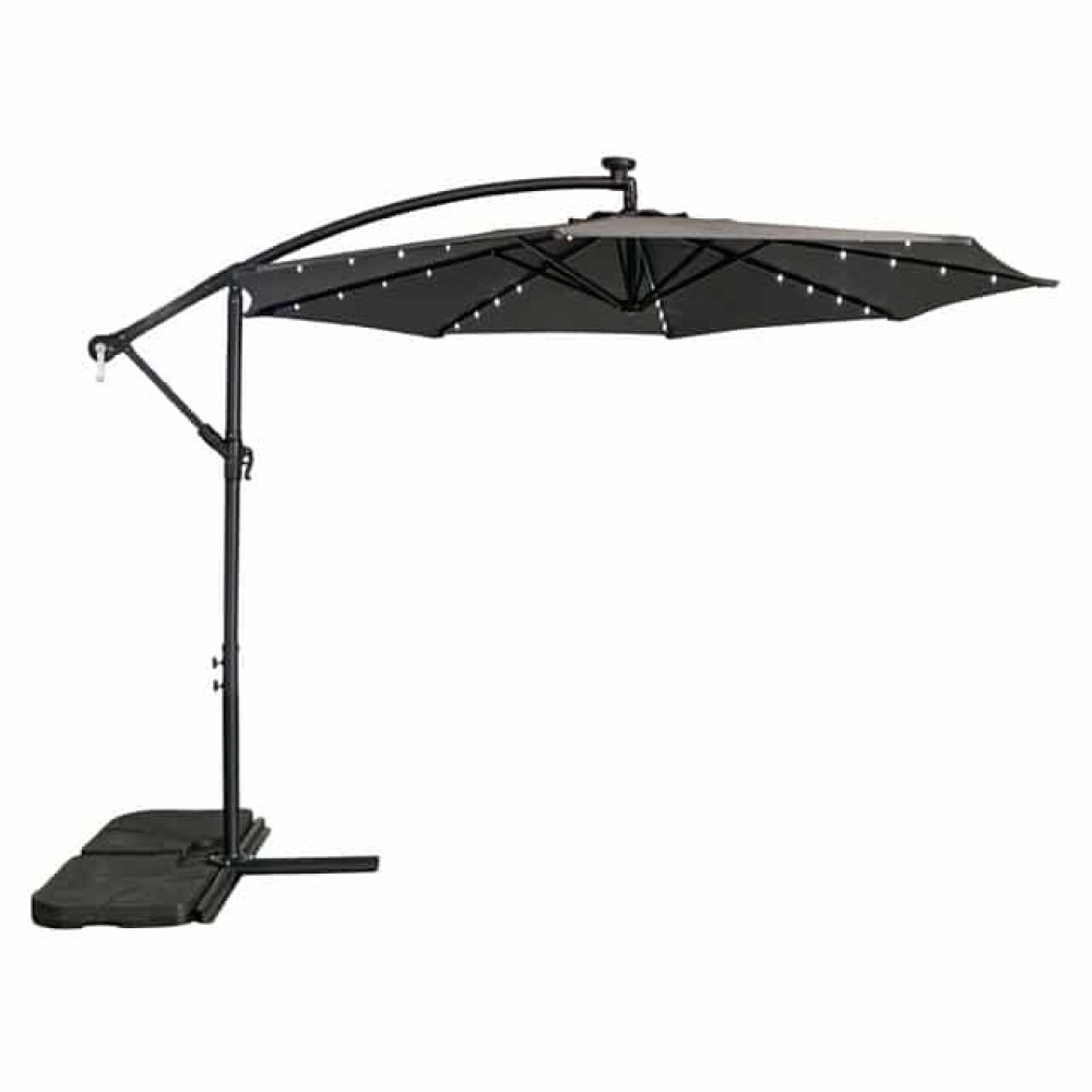 Парасоля садова Bonro B-7012LP з LED підсвіткою, сіра, 3 м, 8 спиць