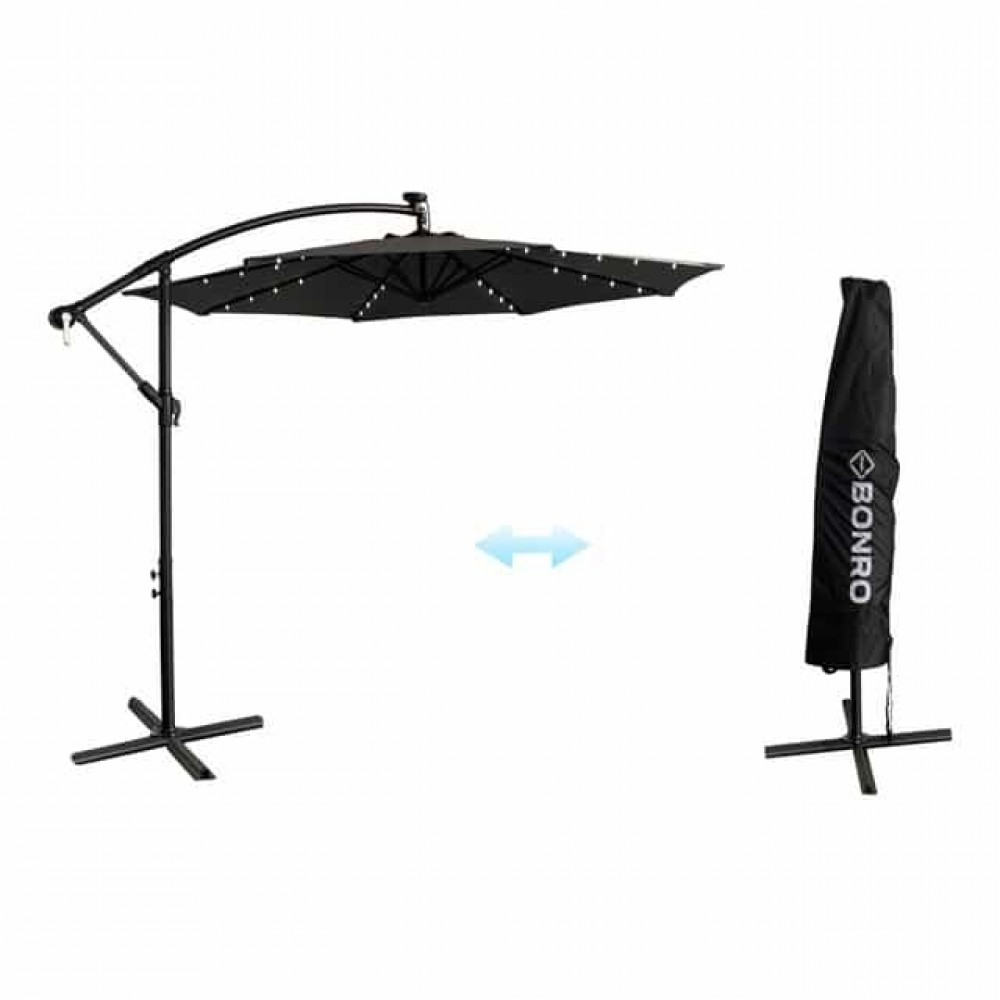 Парасоля садова Bonro B-7012LP з LED підсвіткою, сіра, 3 м, 8 спиць
