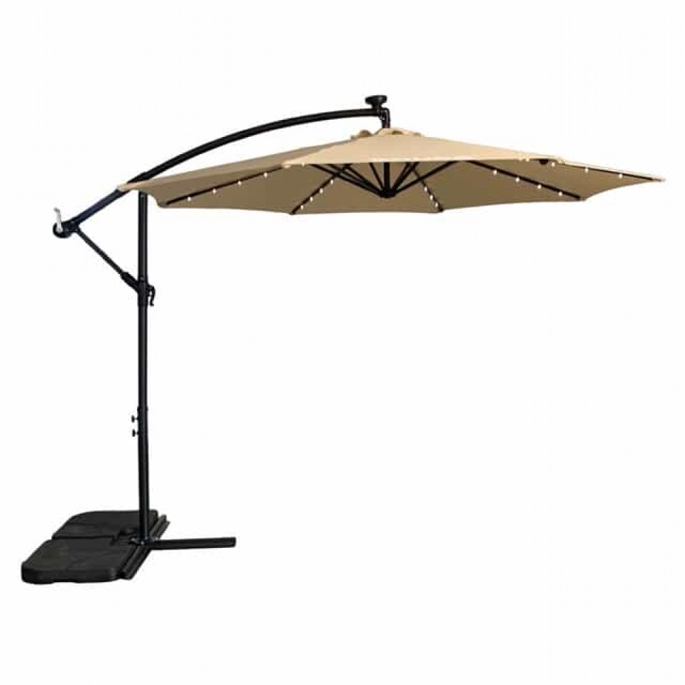 Парасоля садова Bonro B-7012LP з LED підсвіткою, бежева, 3 м, 8 спиць