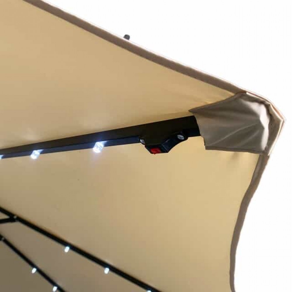 Парасоля садова Bonro B-7012LP з LED підсвіткою, бежева, 3 м, 8 спиць