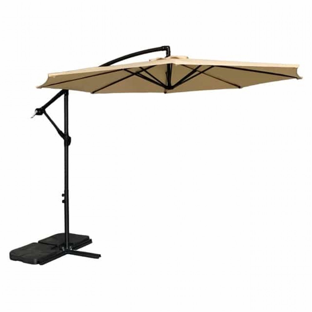 Парасоля садова регульована Bonro B-7012 з нахилом, бежева, 3 м, 8 спиць
