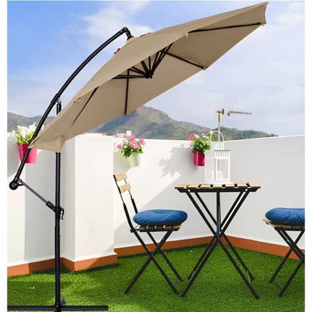 Парасоля садова регульована Bonro B-7012 з нахилом, бежева, 3 м, 8 спиць