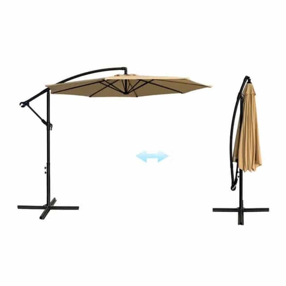 Парасоля садова регульована Bonro B-7012 з нахилом, бежева, 3 м, 8 спиць