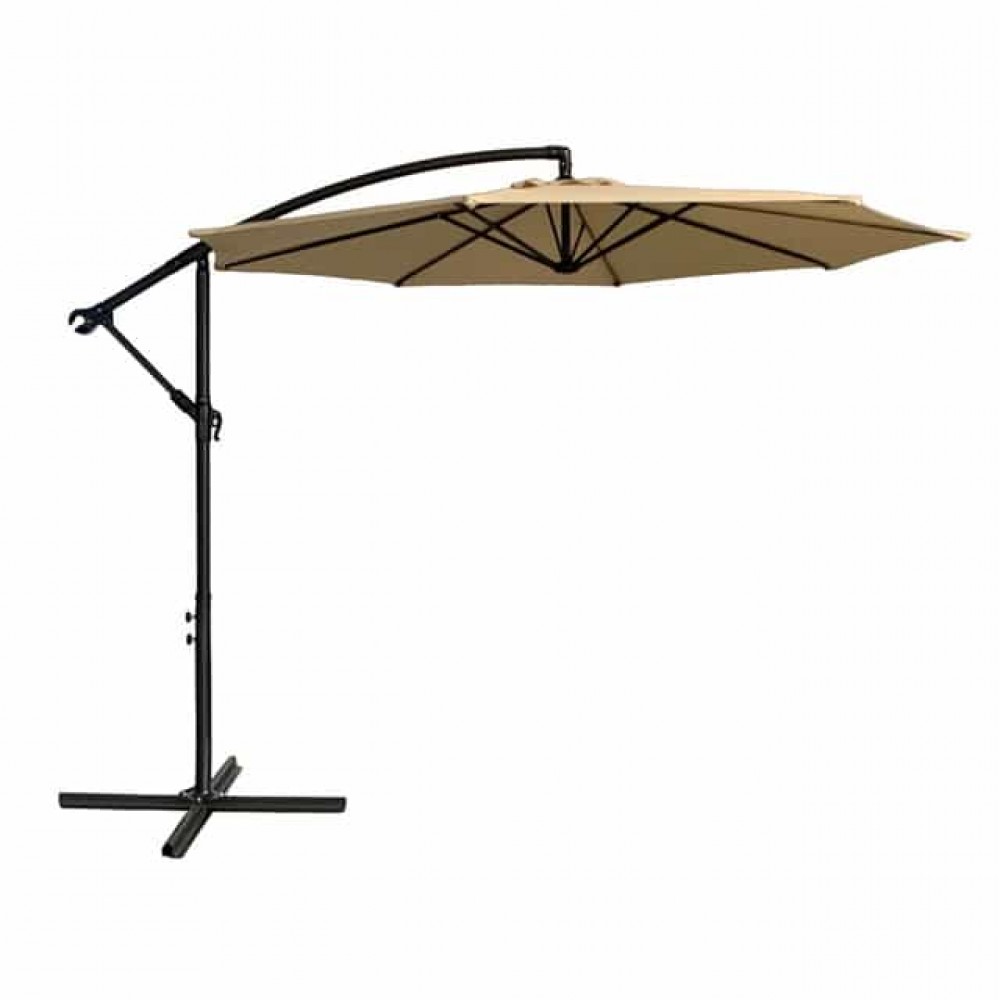 Парасоля садова регульована Bonro B-7012 з нахилом, бежева, 3 м, 8 спиць