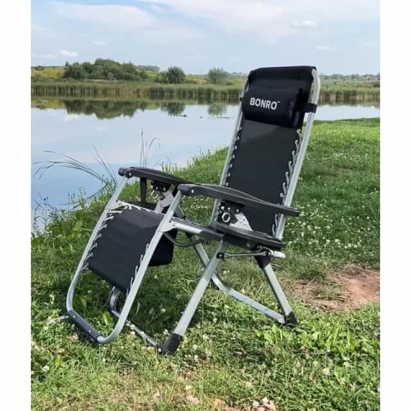 Шезлонг Bonro BG-006 с карманом черный