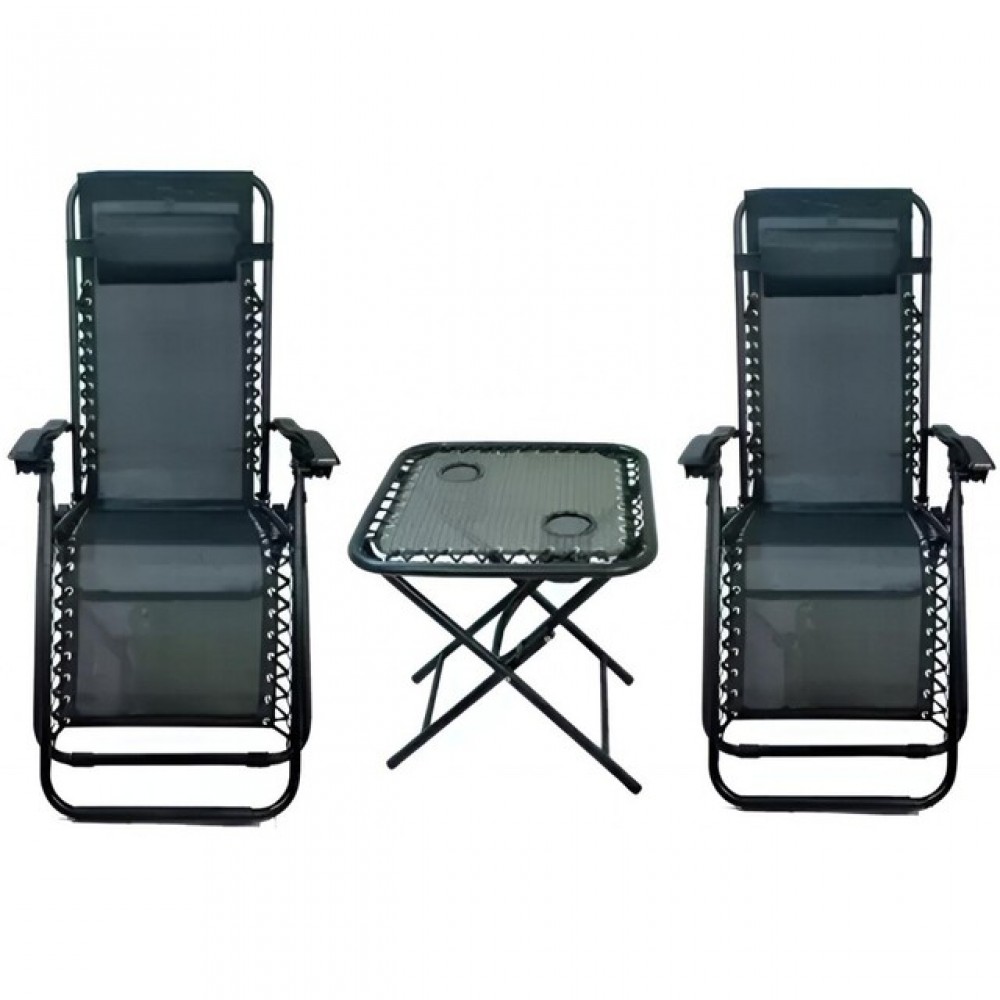 Набор из 2 шезлонгов и столика Bonro SP-167A зеленый