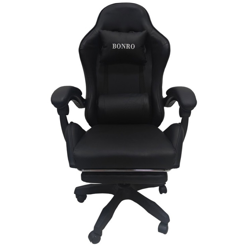 Крісло геймерське Bonro B-945 з підставкою для ніг, чорне