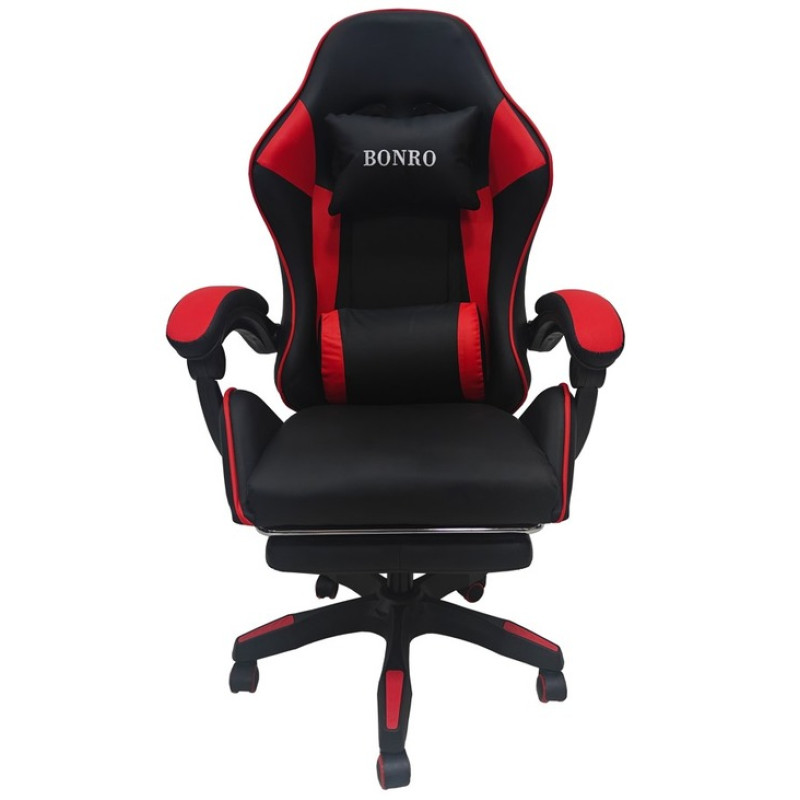 Крісло геймерське Bonro B-945 з підставкою для ніг, червоне