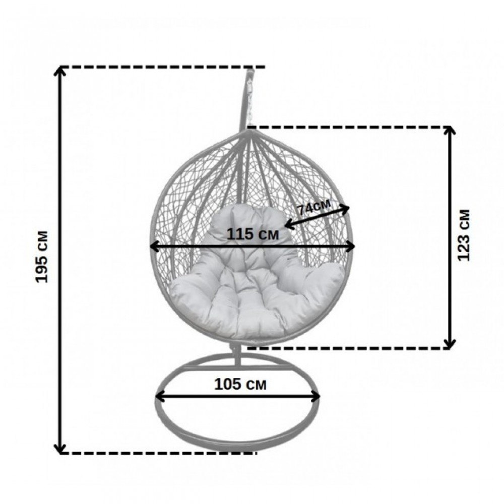 Подвесное кресло-кокон Bonro 329 XL (черно-серое)