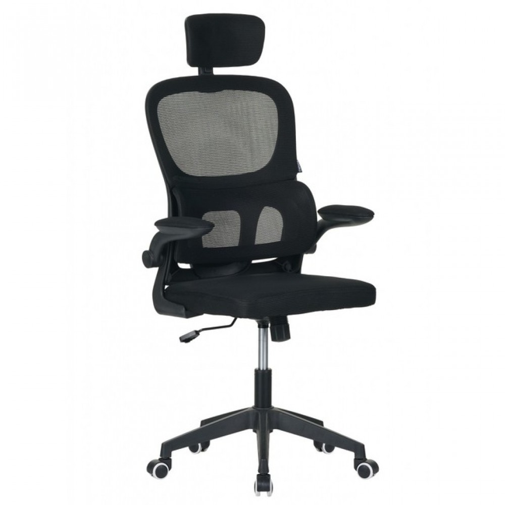 Офисное кресло на колёсах с подголовником Bonro B-122 чёрное