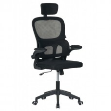 Офисное кресло на колёсах с подголовником Bonro B-122 чёрное