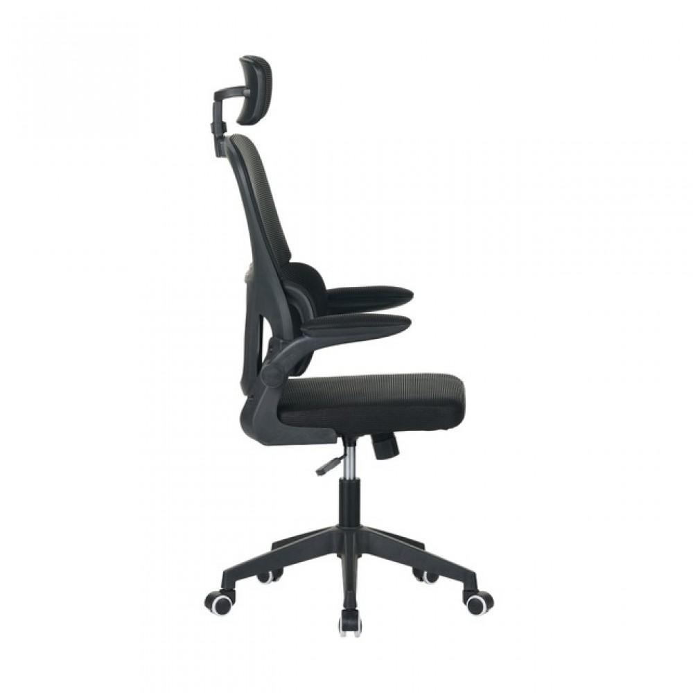 Офисное кресло на колёсах с подголовником Bonro B-122 чёрное