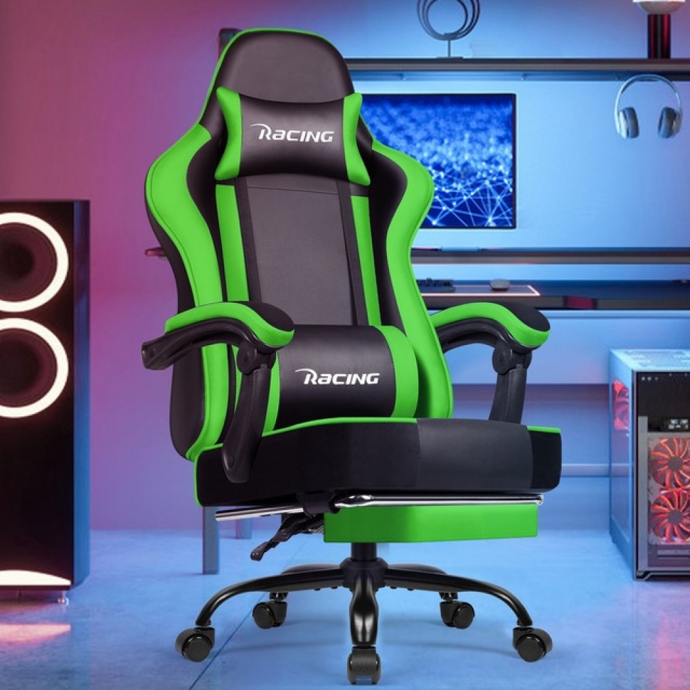 Крісло офісне з підставкою для ніг Bonro Racing B-059 зелене