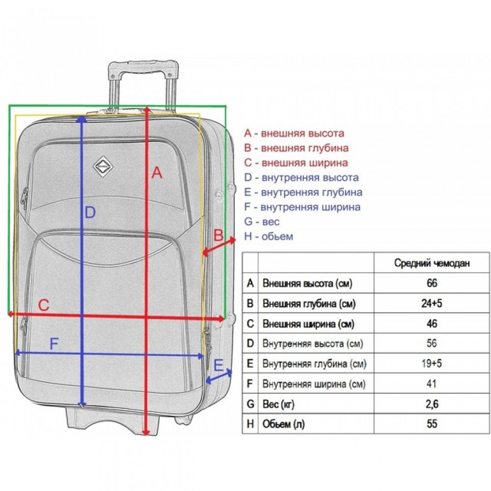 Валіза Bonro Style (середня) 55 л, чорно-вишнева