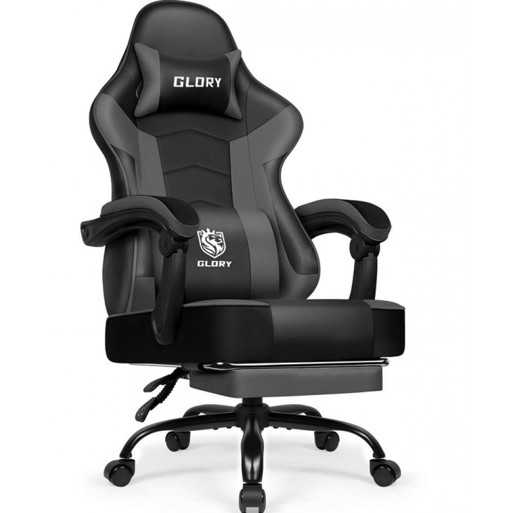 Геймерское кресло с подставкой для ног Bonro Glory DC-203 серое