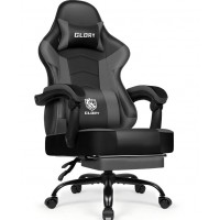 Геймерське крісло з підставкою для ніг Bonro Glory DC-203 сіре